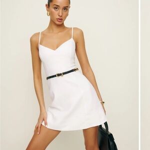 New Reformation Holt Linen Dress in White